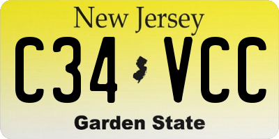 NJ license plate C34VCC