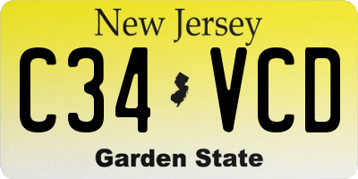 NJ license plate C34VCD
