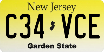 NJ license plate C34VCE