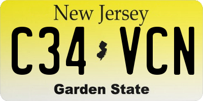 NJ license plate C34VCN