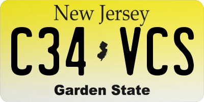 NJ license plate C34VCS