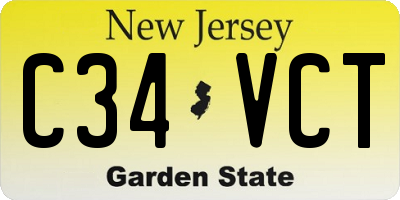 NJ license plate C34VCT