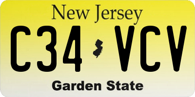 NJ license plate C34VCV