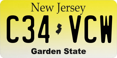 NJ license plate C34VCW