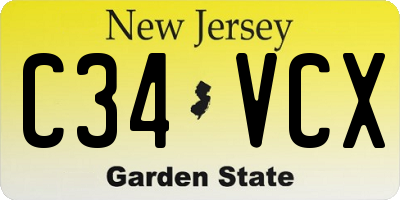 NJ license plate C34VCX