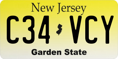 NJ license plate C34VCY
