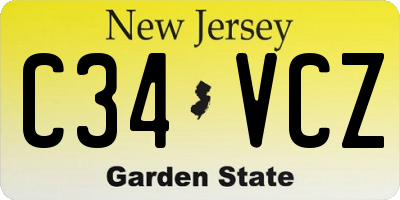 NJ license plate C34VCZ