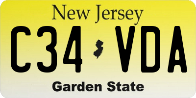 NJ license plate C34VDA