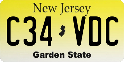NJ license plate C34VDC