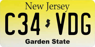 NJ license plate C34VDG