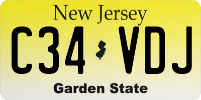 NJ license plate C34VDJ