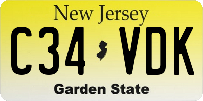 NJ license plate C34VDK