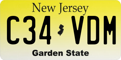 NJ license plate C34VDM