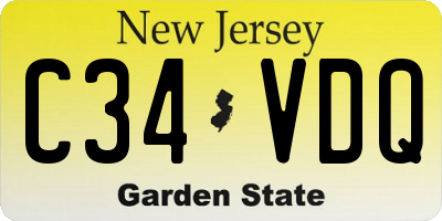 NJ license plate C34VDQ