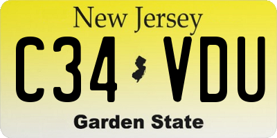 NJ license plate C34VDU