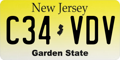 NJ license plate C34VDV