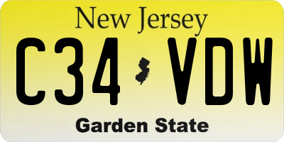 NJ license plate C34VDW
