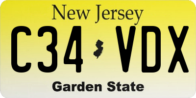 NJ license plate C34VDX