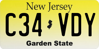 NJ license plate C34VDY