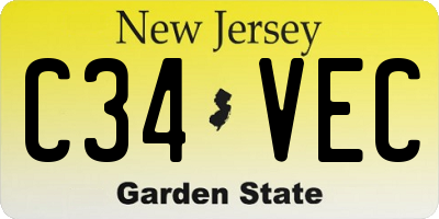 NJ license plate C34VEC