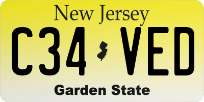 NJ license plate C34VED