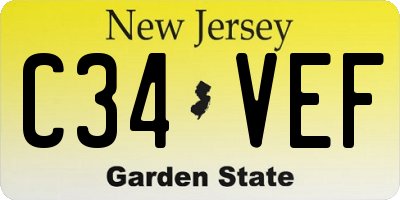 NJ license plate C34VEF