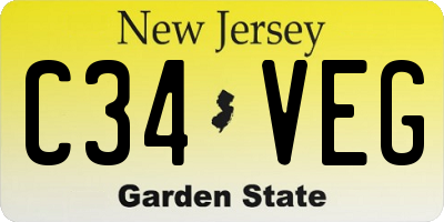 NJ license plate C34VEG