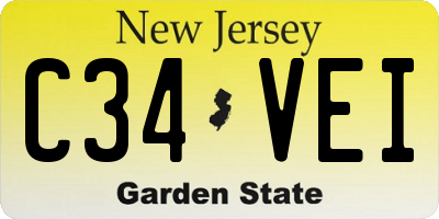 NJ license plate C34VEI
