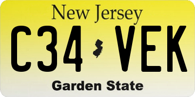 NJ license plate C34VEK
