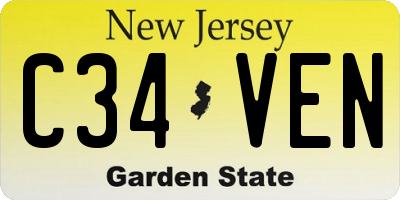 NJ license plate C34VEN
