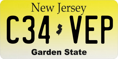 NJ license plate C34VEP