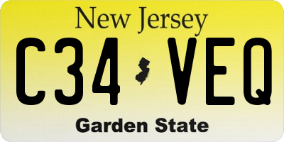 NJ license plate C34VEQ