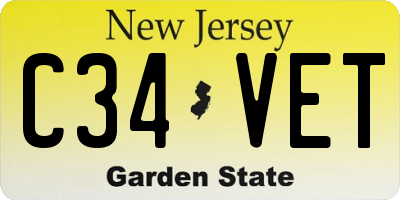 NJ license plate C34VET