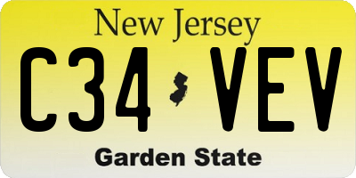 NJ license plate C34VEV