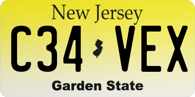 NJ license plate C34VEX