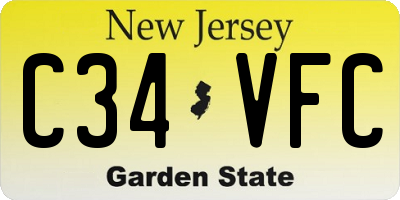 NJ license plate C34VFC