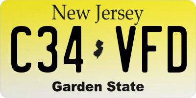 NJ license plate C34VFD