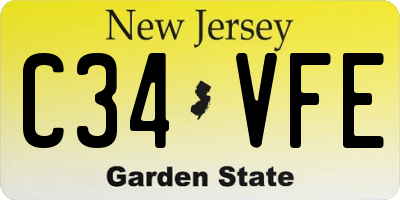 NJ license plate C34VFE