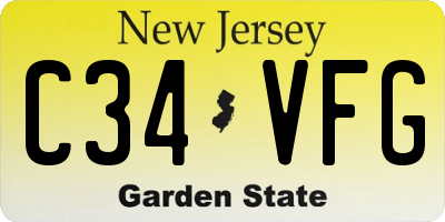 NJ license plate C34VFG