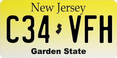 NJ license plate C34VFH