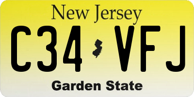 NJ license plate C34VFJ