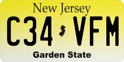NJ license plate C34VFM