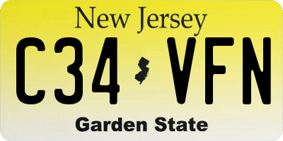 NJ license plate C34VFN