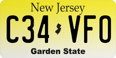 NJ license plate C34VFO