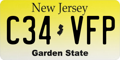 NJ license plate C34VFP