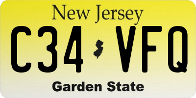 NJ license plate C34VFQ