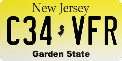 NJ license plate C34VFR