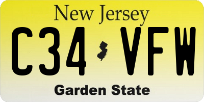 NJ license plate C34VFW
