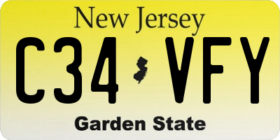 NJ license plate C34VFY