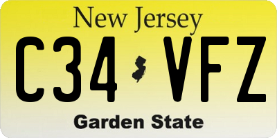 NJ license plate C34VFZ